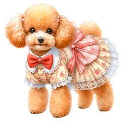 toy poodle puppy　with a Lolita (fashion style)