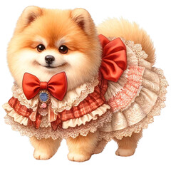 chihuahua puppy with red ribbon