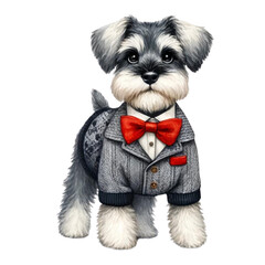 schnauzer with a red ribbon