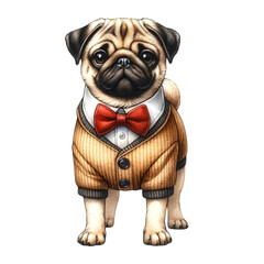 pug wihe a red ribbon