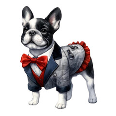 bulldog wearing a tie