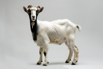 Obraz premium goat standing on a dark backdrop, generative by ai