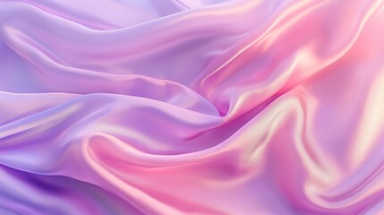 Obraz premium Abstract background with waves of smooth silk fabric in soft pink and lavender tones. Fashion and beauty concept. Banner with copy space.