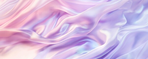 Obraz premium Abstract background with waves of smooth silk fabric in soft pink and lavender tones. Fashion and beauty concept. Banner with copy space.