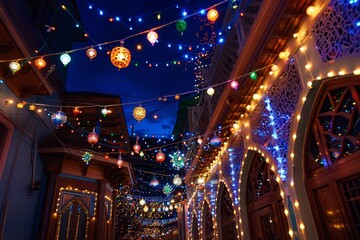 Decorated Homes and Streets adorned with colorful decorations and lights, evoking the festive spirit of Eid al-Adha