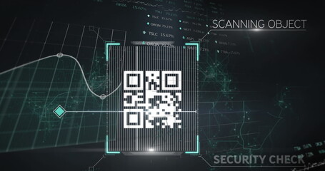 Image of glowing qr code over data processing