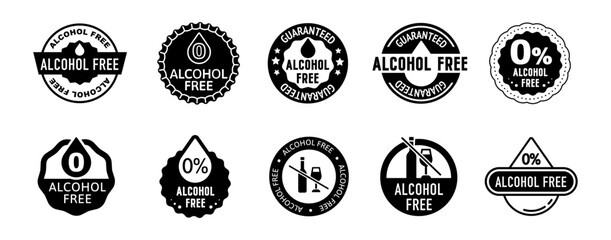 Obraz premium Alcohol free icon vector set. Zero alcohol emblem icon set
