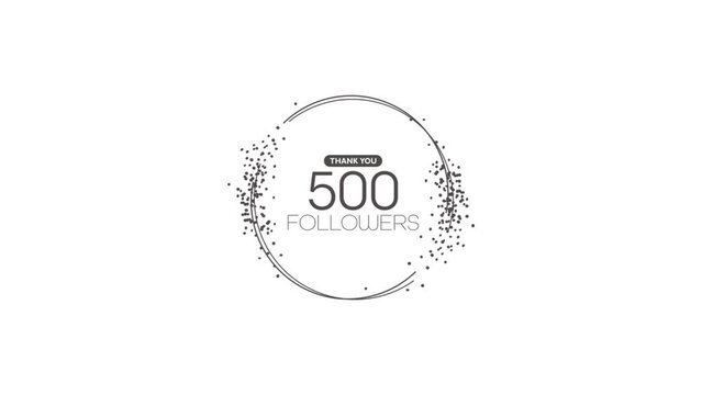 Thank you 500 followers card on white background