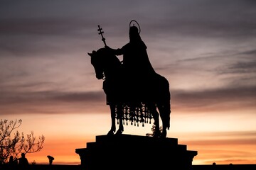 Statue of Saint Steven (Szent Istvan) in the Fisher Bastion, Budapest, Hungary