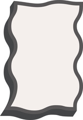 Wavy rectangle frame. Scallop edge box. Outline squiggle border. Groovy zigzag abstract shape. Cute square aesthetic banner. Retro art.