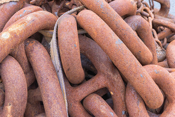 ful frame photo of rusty anchor chains
