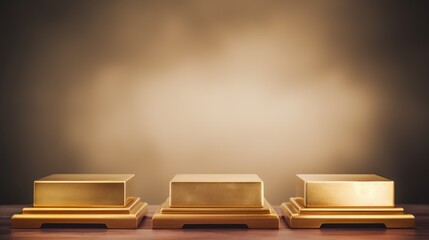 Minimalist golden Display Stand mockup
