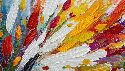 色彩の躍動する抽象表現 - 感情の渦巻く油絵の筆触