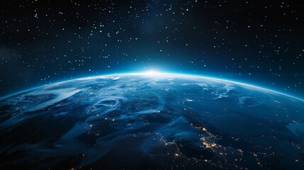 Stunning view of Earth from space showcasing the beauty of our planet against a backdrop of stars and cosmic wonder. Generative Ai.