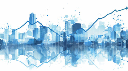 Abstract illustration of financial growth with city skyline