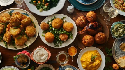 2. "Document the culinary delights of Hanukkah with mouthwatering images of latkes, sufganiyot, and other traditional dishes, accompanied by recipe text overlays inviting viewers to savor the flavors