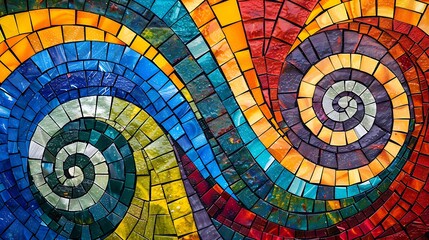 Colorful and Vibrant Mosaic Pattern: Abstract Background of Intricate, Geometric Tiles in Bright, Bold Hues Perfect for Art and Design Projects, Interiors, and Creative Inspirations
