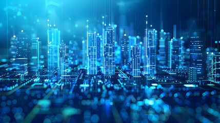 Obraz premium Abstract digital high tech city design background. Generative AI.