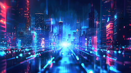 Fototapeta premium Abstract digital high tech city design background. Generative AI.