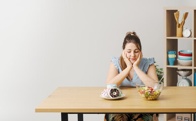 Woman on a diet having lunch