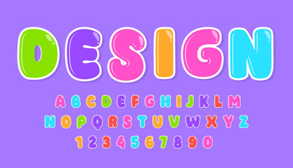 decorative cute colorful Font and Alphabet vector