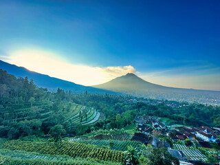 landscape with mountains and clouds