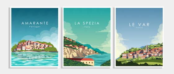 Travel poster, collection, Italy, France, Portugal