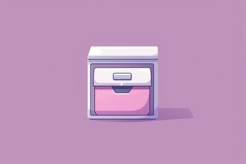Pink file box on a purple background, representing secure data storage and organization in a colorful setting.