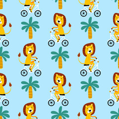 Cute lion seamless pattern