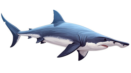 Fototapeta premium Illustration of a fierce shark swimming in the ocean. Perfect for marine life, wildlife, and ocean-themed designs.