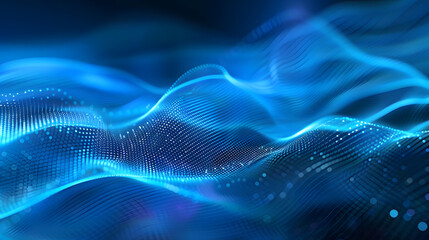 Digital technology blue rhythm wavy texture background. Generative AI.