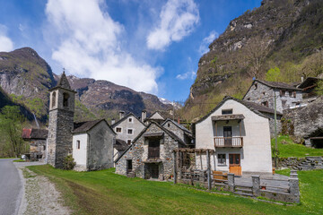Ritorto Village view in Val Bavona of Switzerland