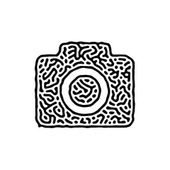 Unique Camera Icon Symbol in Abstract Style Pattern Monochrome Black and White