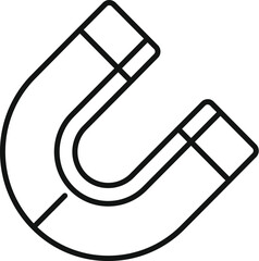 Simple line art drawing of a magnet in a horseshoe shape, monochrome, isolated on white