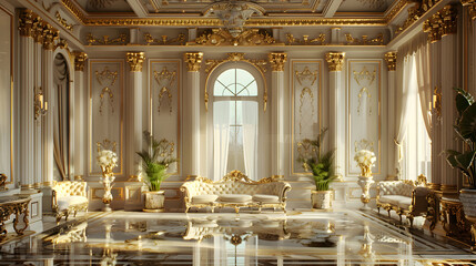 Luxury Palace Interior decorated texture background. Generative AI.