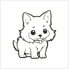 Doodle dog isolated. Coloring page book. Cartoon vector stock illustration. EPS 10