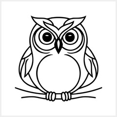 Doodle owl icon isolated. Animal art. Coloring page book. Sketch vector stock illustration. EPS 10