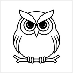 Doodle owl icon isolated. Animal art. Coloring page book. Sketch vector stock illustration. EPS 10