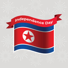 North Korea Wavy Flag Independence Day Banner Background