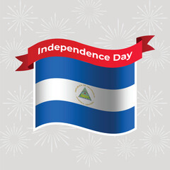 Nicaragua Wavy Flag Independence Day Banner Background