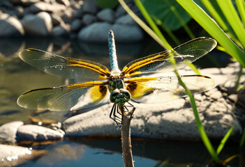 Dragonfly on branch