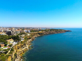 Aerial view of Cascais coast, Portugal on a sunny day