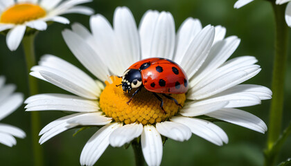 Fototapeta premium Ladybug on white flower