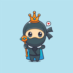 Cute king ninja cartoon vector illustration