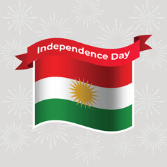 Iraqi Kurdistan Wavy Flag Independence Day Banner Background