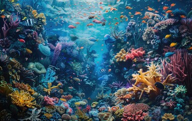 Exploring the Exquisite Coral Reef, Vivid Marine Wonderland, Dazzling Underwater Symphony Ai Generated