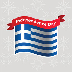 Obraz premium Greece Wavy Flag Independence Day Banner Background