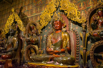 Buddha statue at Kumbum Stupa in Gyantse County, Tibet, China