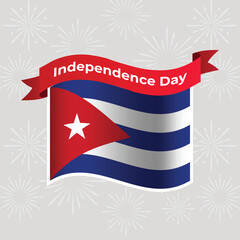 Cuba Wavy Flag Independence Day Banner Background