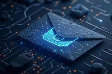 Cybersecurity email envelope icon representing secure communication and protection in a digital world.